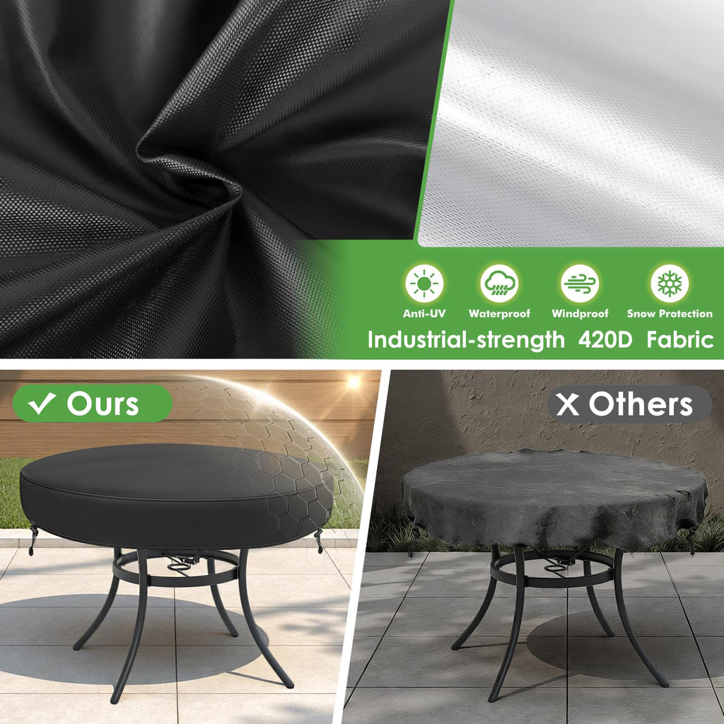 Round Outdoor Table Covers Waterproof, 54"Dia Patio Table Cover, Black