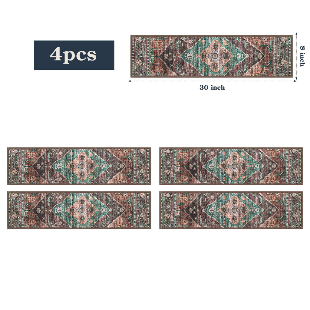 Non Slip Indoor 15 Pack 8" X 30" Carpet Treads for Wood Stairs, Washable Self Adhesive Stair Runners Soft Surface