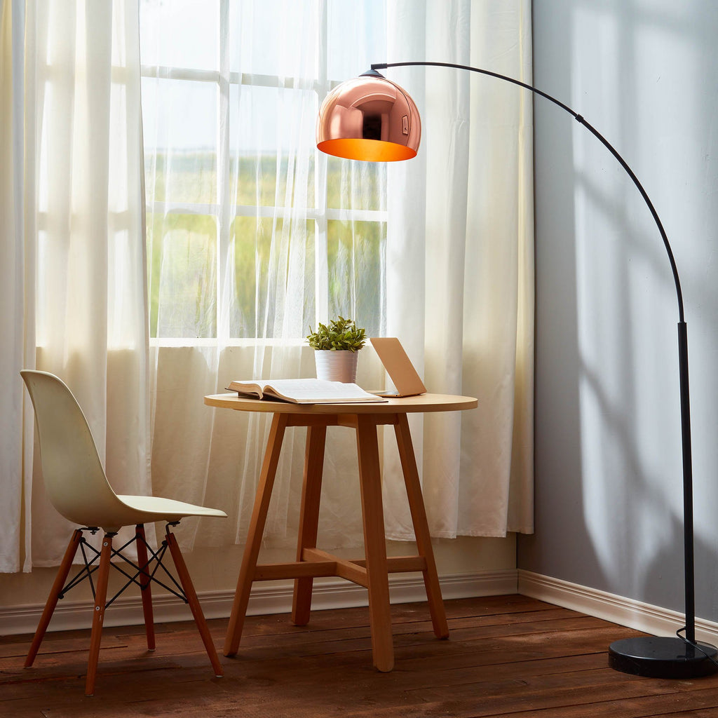 Arquer 66.93" Arc Floor Lamp s, Home Offices, Dining Rooms, Bedrooms with Faux Black Marble Base and Rose Gold