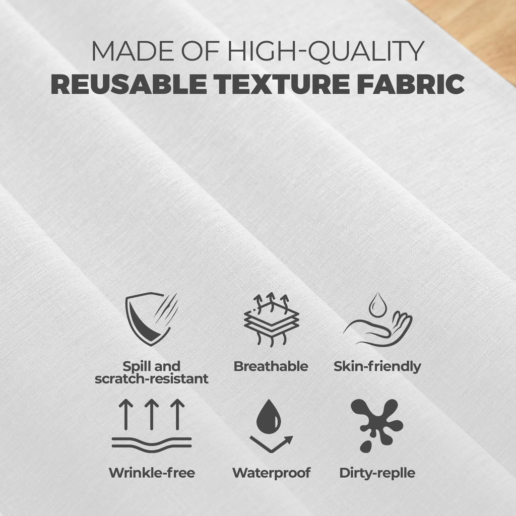 Faux Linen Tablecloth, 60 x 144 Inch White