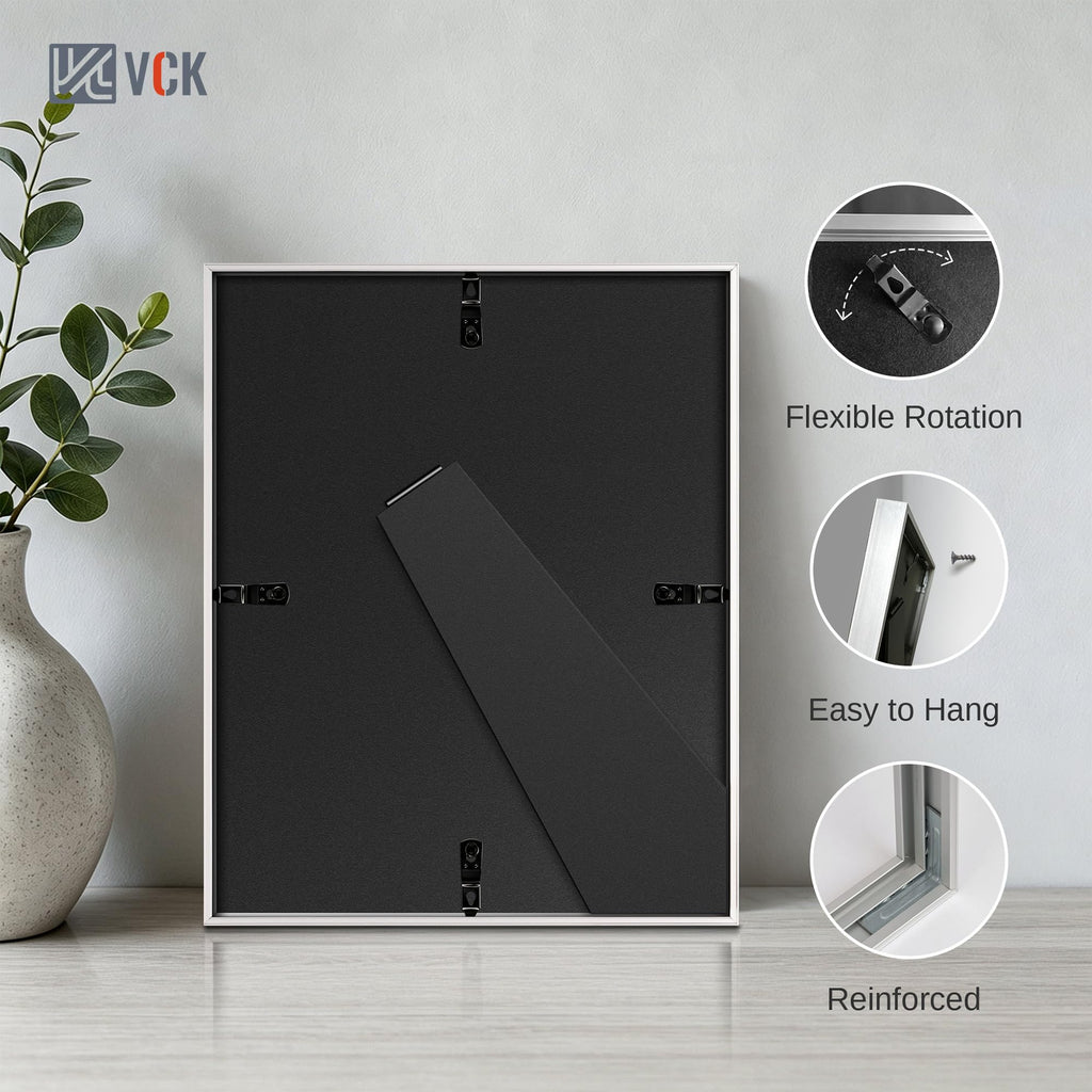 8x10 Picture Frame Silver, Modern Aluminum Metal Frame with Tempered Glass, Display Photo 5x7 with Mat or 8 by 10