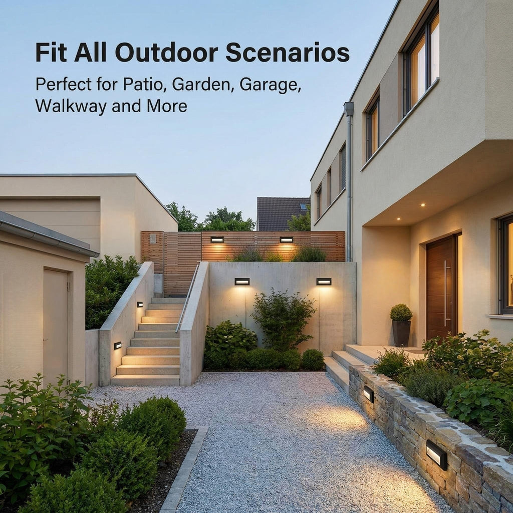 LED Outdoor Indoor Step Lights, Line Voltage 2W Landscape Stair Lights, 9Inch Non-dimmable 3000K IP65