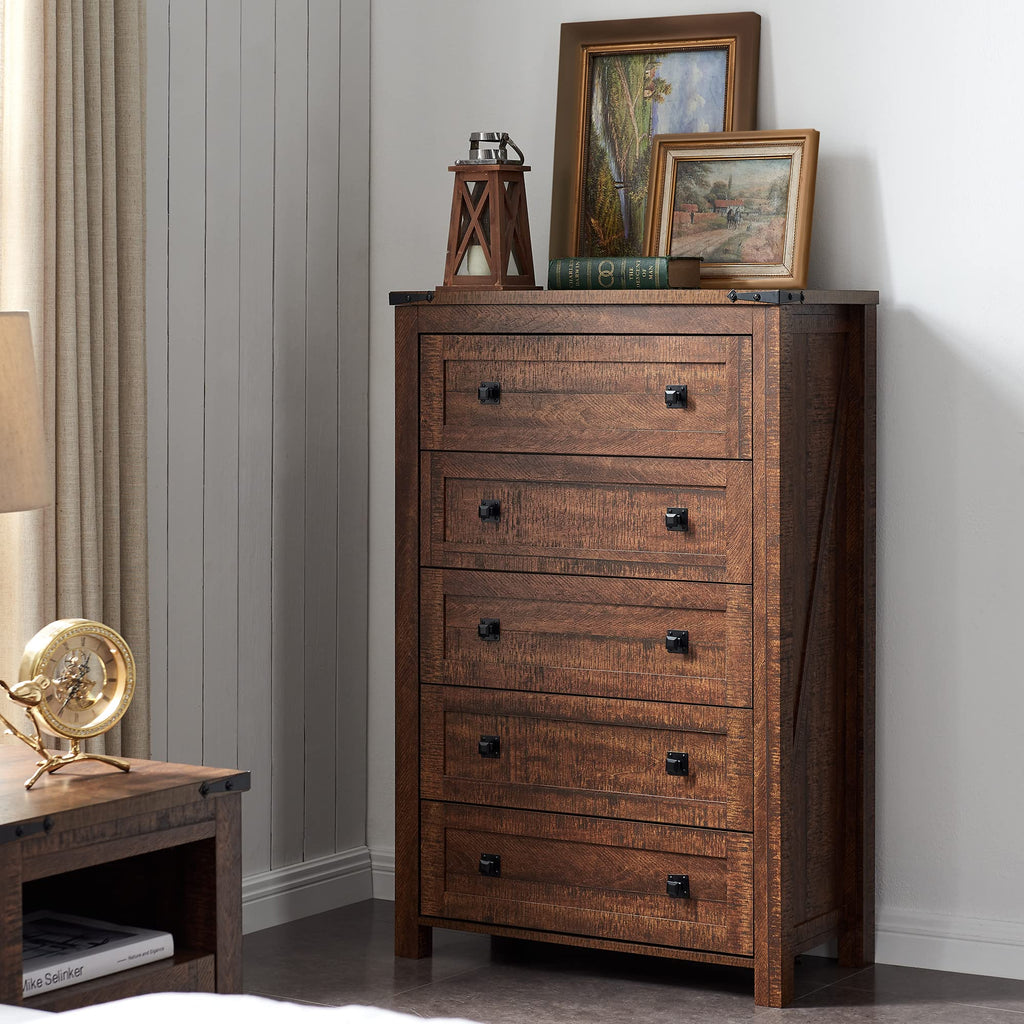 48" Tall Farmhouse 5-Drawer, Reclaimed Barnwood