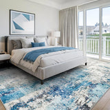 Washable Area Rugs for Living Room 8x10 - Large Neutral Modern Abstract Rug