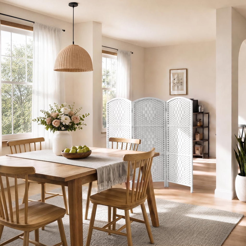 Room Divider, Short Folding Privacy Screen Panel, 3 Panel, White