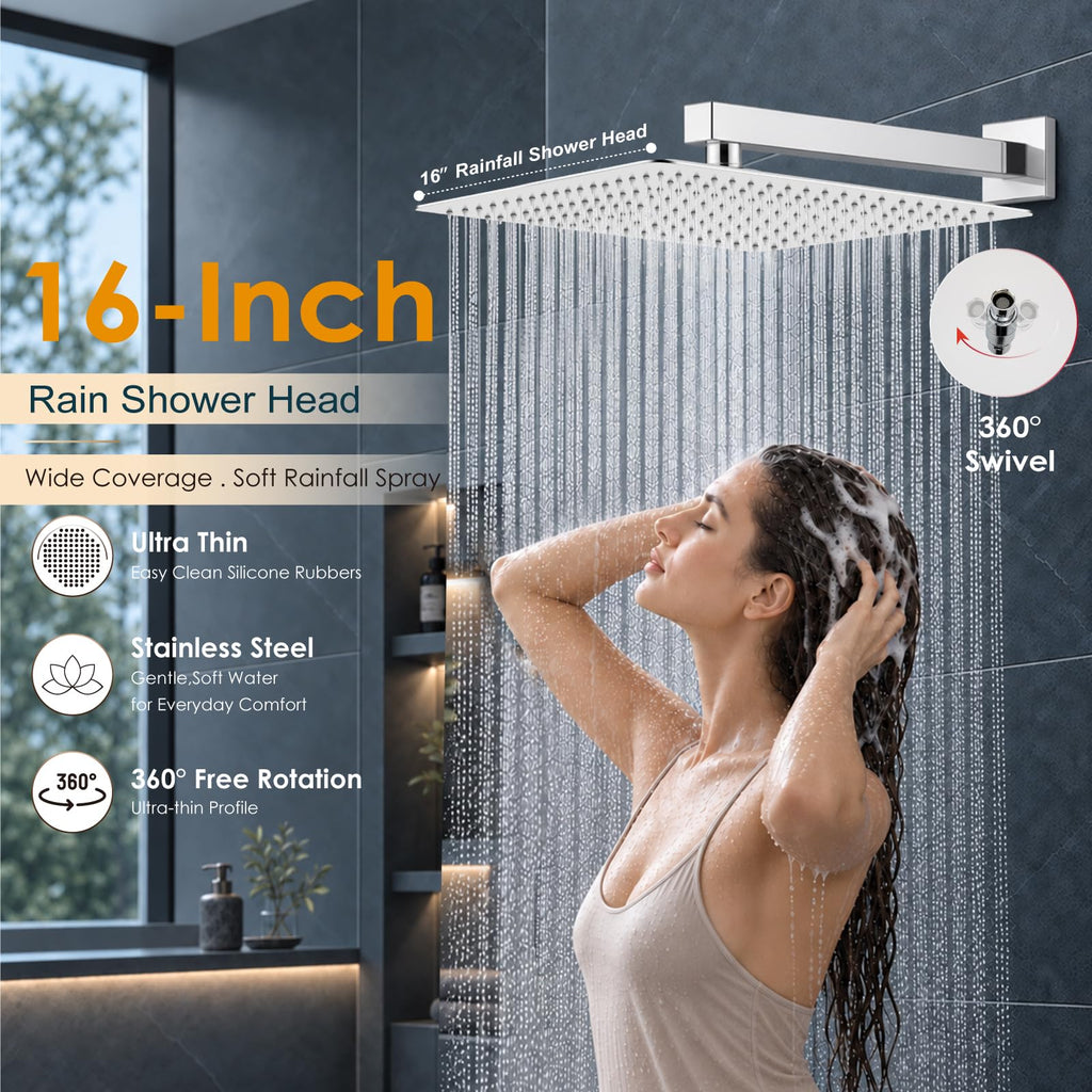 Shower Faucet Set with Handheld Sprayer,16 Inch,Polish Chrome
