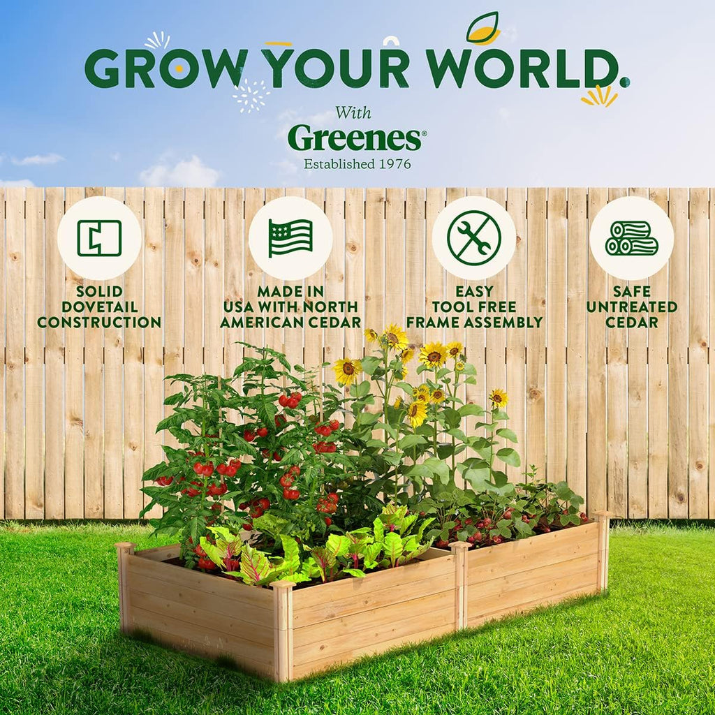 Premium Cedar Raised Garden Bed, 4' x 8' x 17.5" (3/4" Thick) - Made in USA with North American Cedar