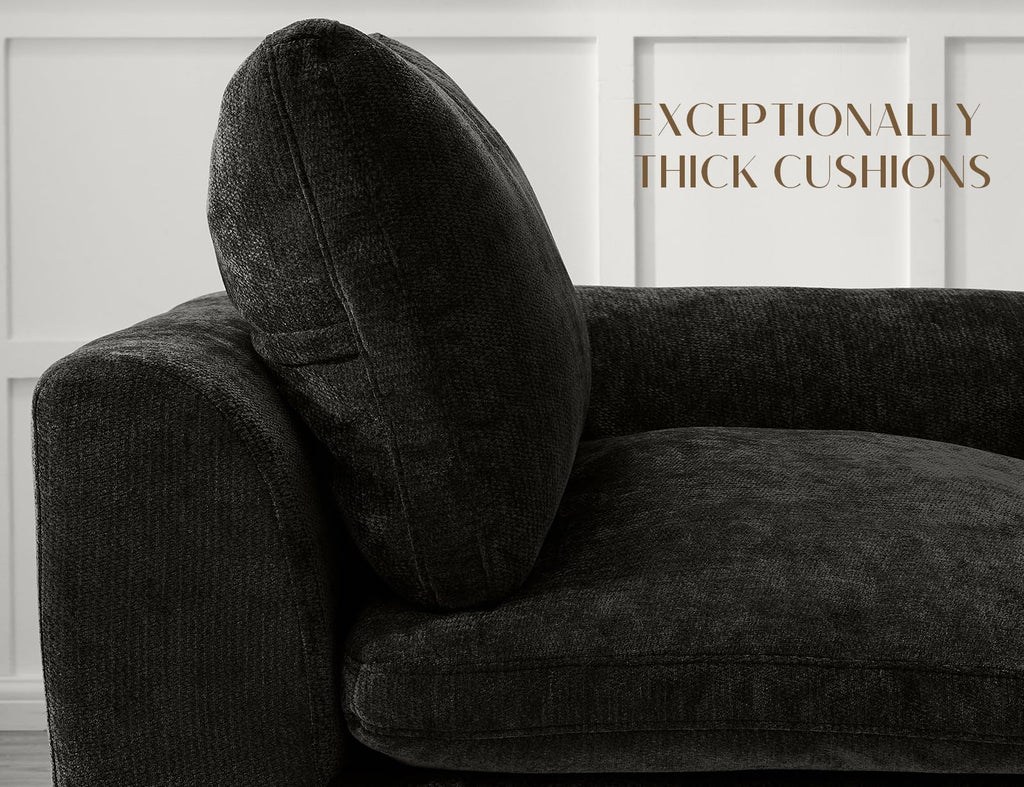 Oversized Sectional Couches, Cloud Boneless Couch, 7 Seater Large Modular Sectional Sofa, Black