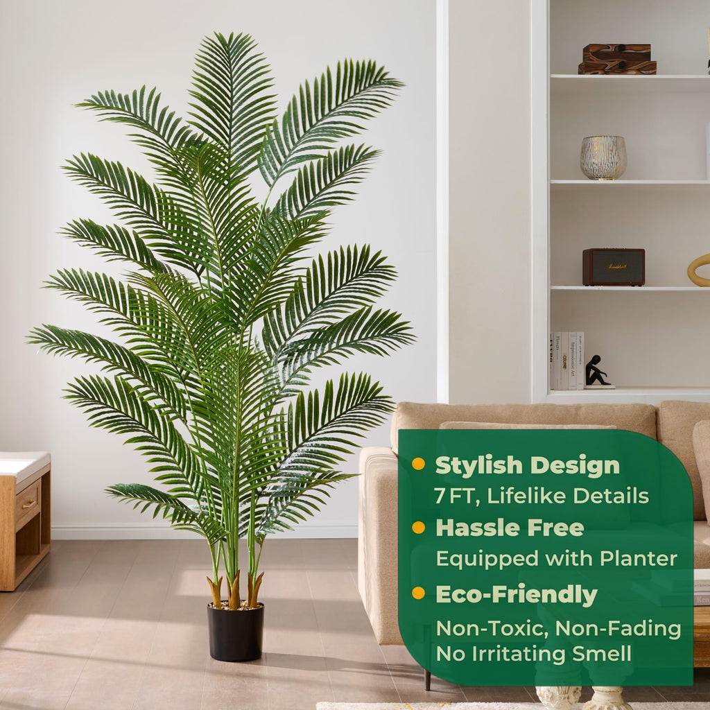 7FT Artificial Palm Trees 2 Pack, Faux Lifelike Tropical Cane Palm