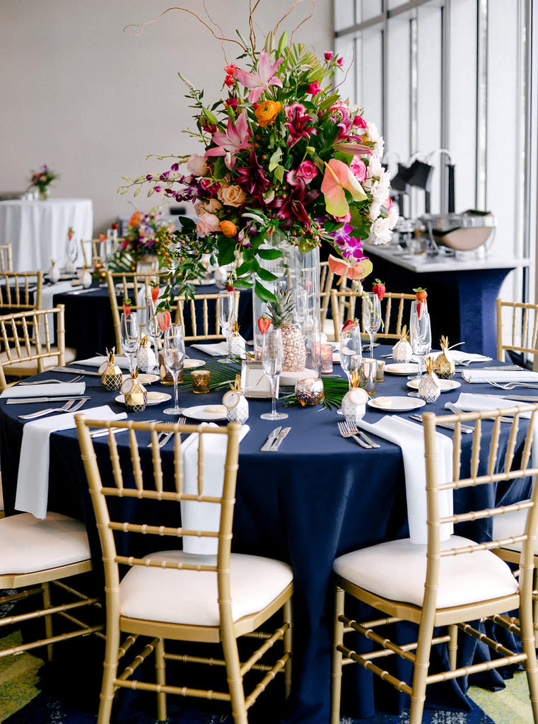 10 Packs Navy Blue Round Tablecloth - 90 Inch, Polyester