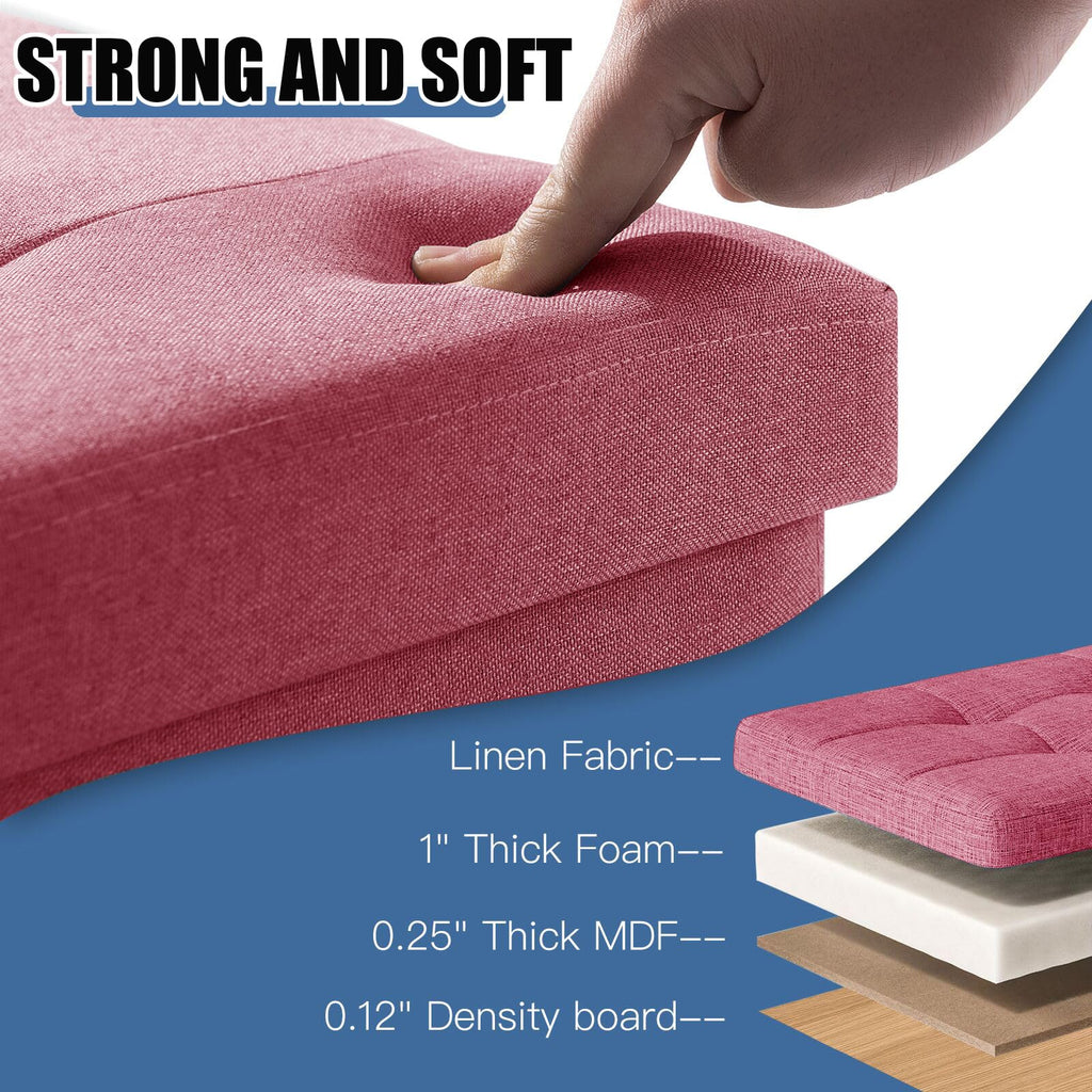 15 Inches Ottoman with Storage, Square Small Storage Ottoman Foot Rest with Legs, Ottomans Foot Stool (Hot Pink)