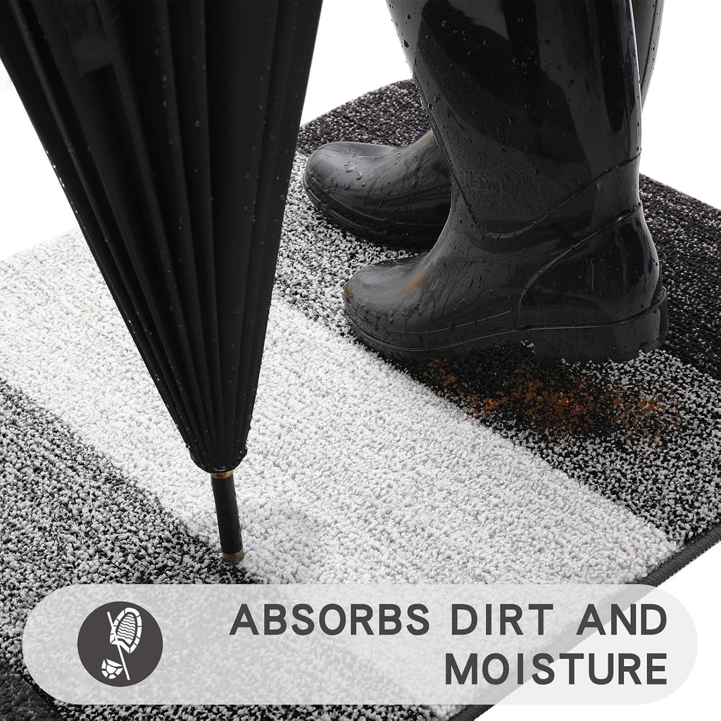 Indoor Outdoor Door Mat, 36x24 Non-Slip Dirt Trapper Doormats | Grey Low-Profile Washable Inside Entrance Front Floor