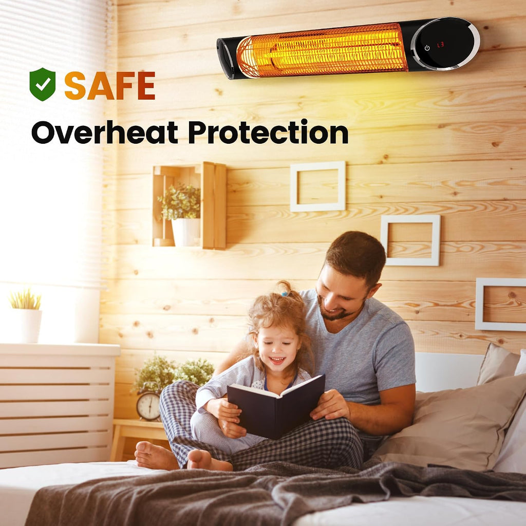 Electric Outdoor Heater, Infrared Patio Heater for Outdoor/Indoor Use, Wall Mounted/Ceiling/Infrared Heater Outdoor