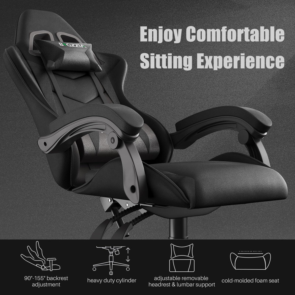 Gaming Chair with Lumbar Support, Ergonomic Video Game Chairs Black