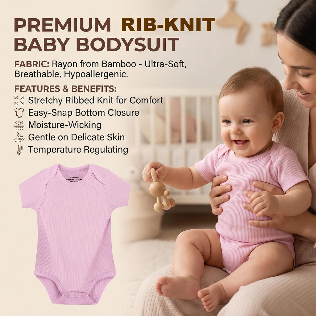 Baby Bodysuits Rayon From Bamboo Short & Long Sleeve Unisex