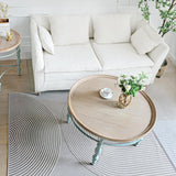 Rustic Farmhouse Round Coffee Table, French Country Vintage Center Table,φ31.5'' x18.9''H Rustic Solid Wood with
