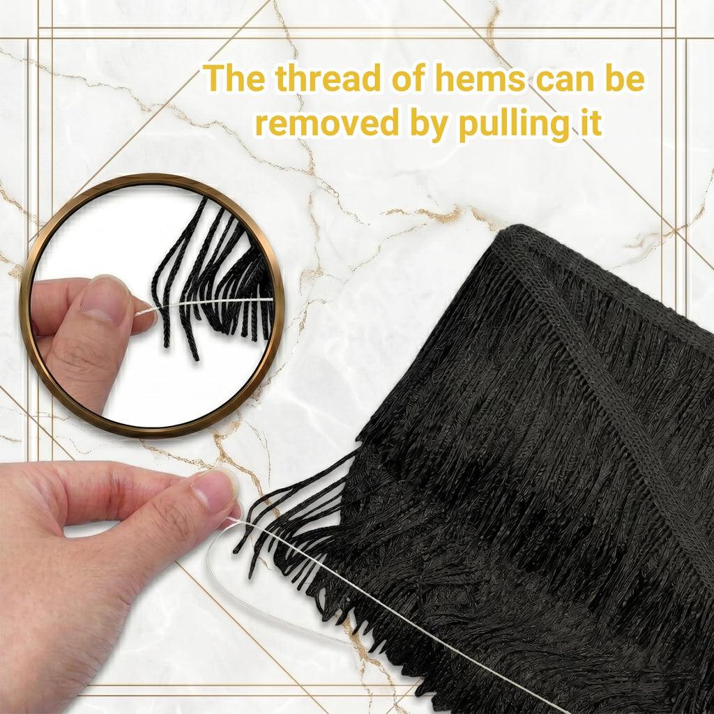 4 Inch Black Chainette Fringe Trim Polyester Ribbon 10 Yards