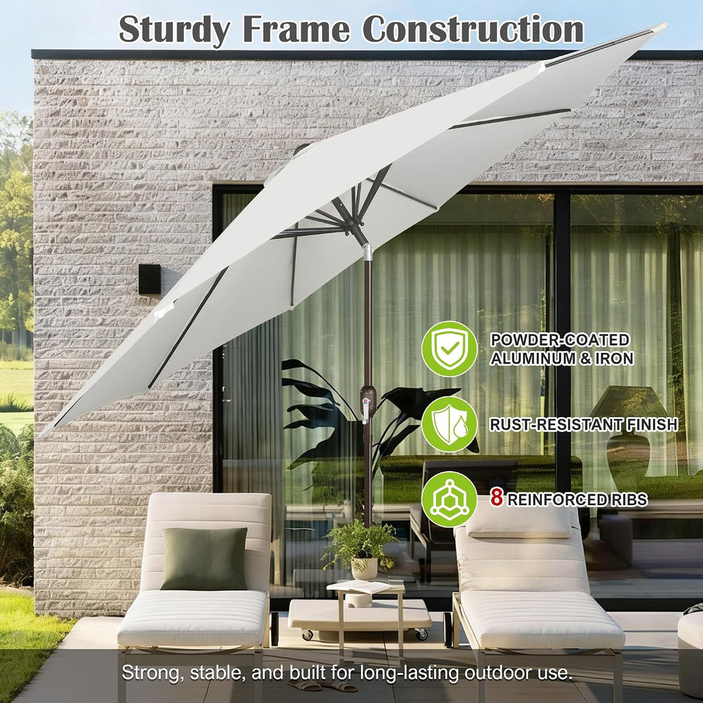 10FT Outdoor Patio Umbrella, Outdoor Table Umbrella, Yard Umbrella, Market Umbrella with 8 Sturdy Ribs