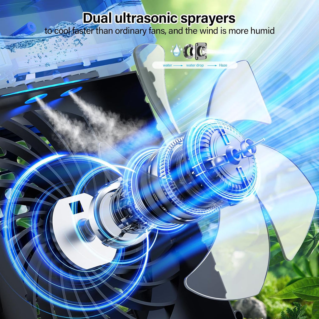 Portable Air Conditioner Cooling Fan with Remote, Quiet with 3 Speeds, 1200ml Personal Air Cooler Fan with 3 Mist