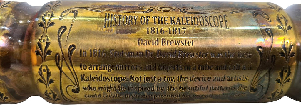 Handmade Vintage Brass Kaleidoscope - Antique Style Engraved Collectible for Desk Display - Unique Steampunk Gift &