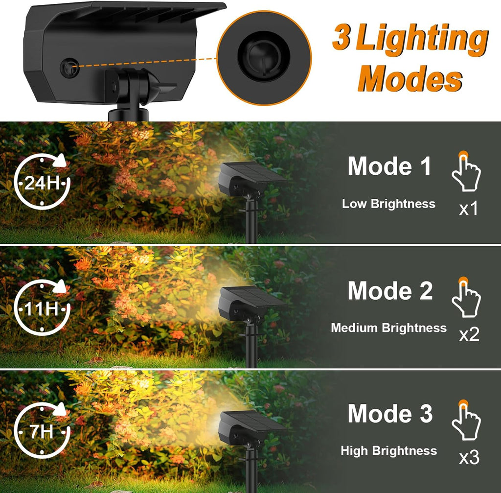 Solar Spot Lights Outdoor, [8 Pack/76 LED] 2-in-1 Solar Landscape Spotlights, 3 Modes IP65 Waterproof Dusk to Dawn
