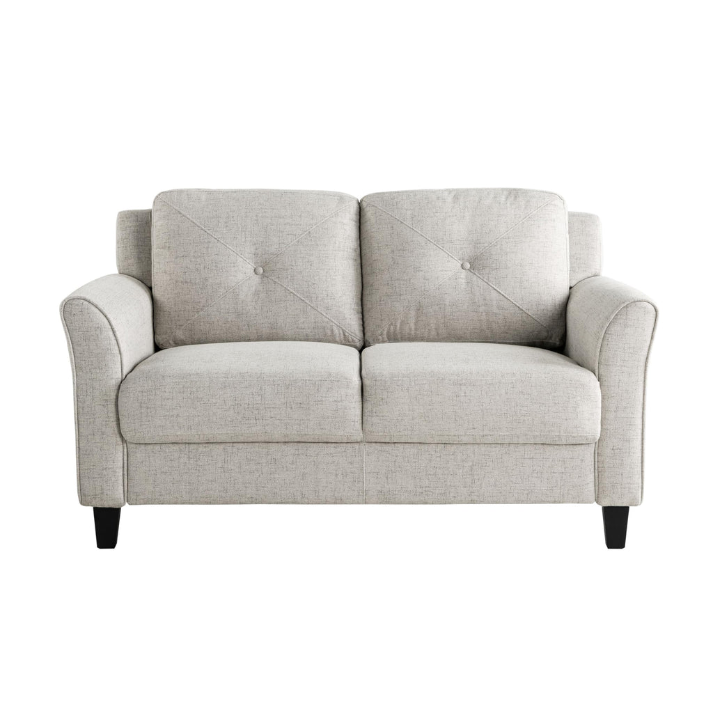 Harrington 57.9" Loveseat, Transitional Modern, Pocket Coil Comfort, Easy Assembly, Woven Fabric, Beige