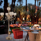 5 Arms Candelabra Crystal Candle Holder, 49 Inches Gold Crystal Candle Holders with Hanging Crystal Drop, Gold Floor