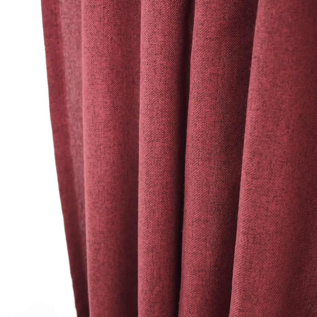 Red Tier Linen Textured Kitchen Window Curtains - 36 Inch Burgundy Cafe Curtains - Privacy Panels for Sink, Bathroom