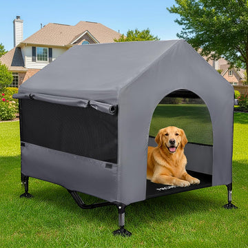 Dog House, 42" Large Dog House Outdoor Indoor Elevated Dog Cot Bed