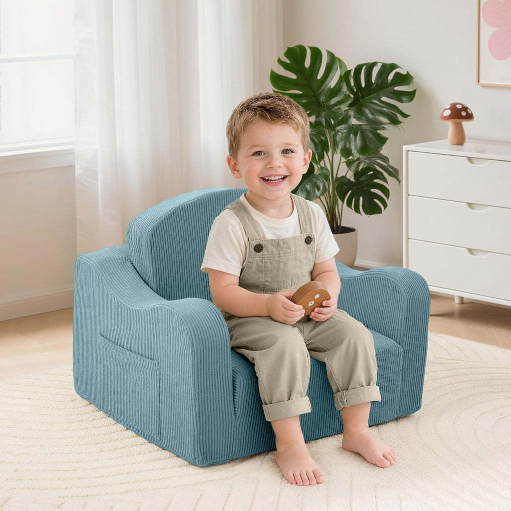 Kids Sofa Chair, in-1 Kids Couch, Fold Out Foam Sofa, Blue
