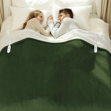 Heated Blanket Green with Dual Control, Overheat Protection