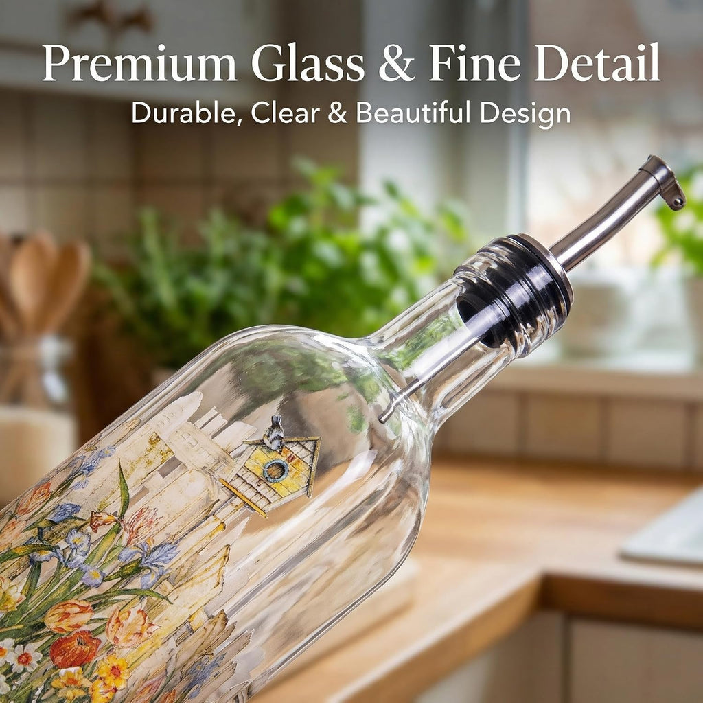 17oz Glass Olive Oil & Vinegar Dispenser Set, Drip-Free - Set of 2