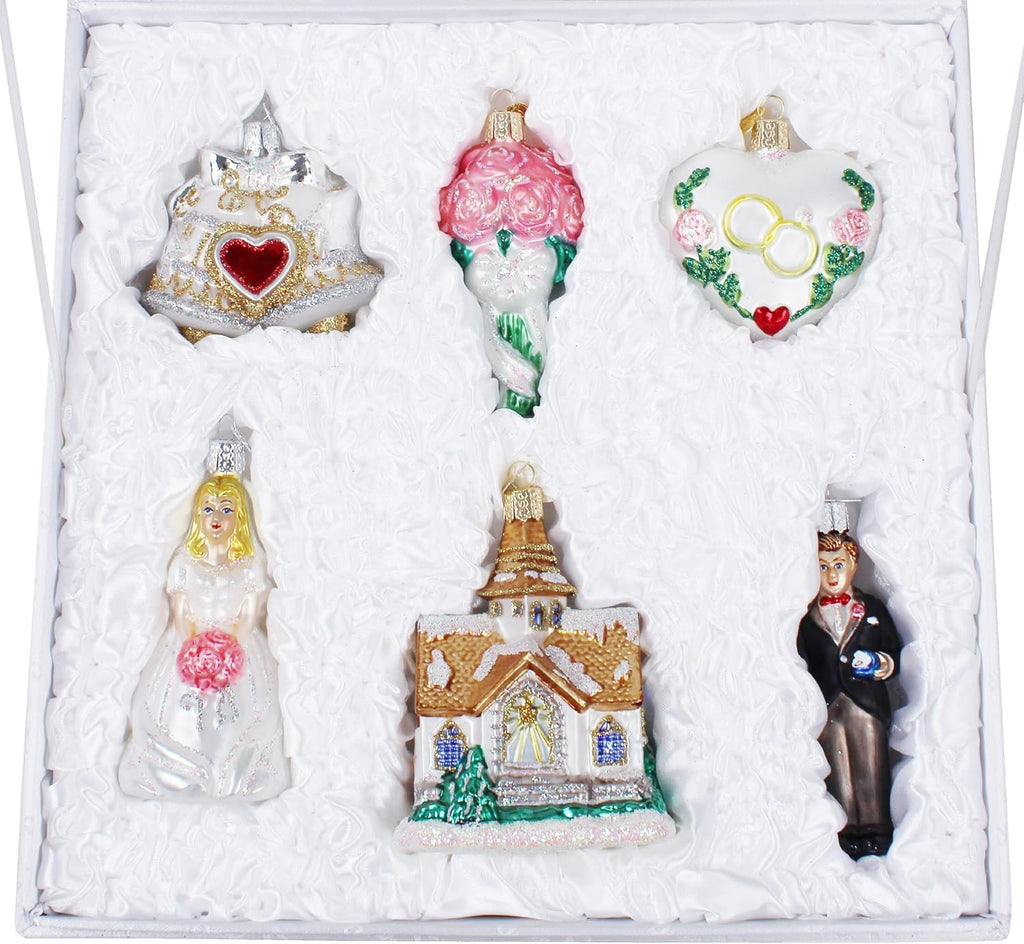 Wedding Collection Glass Ornament - Set of 6