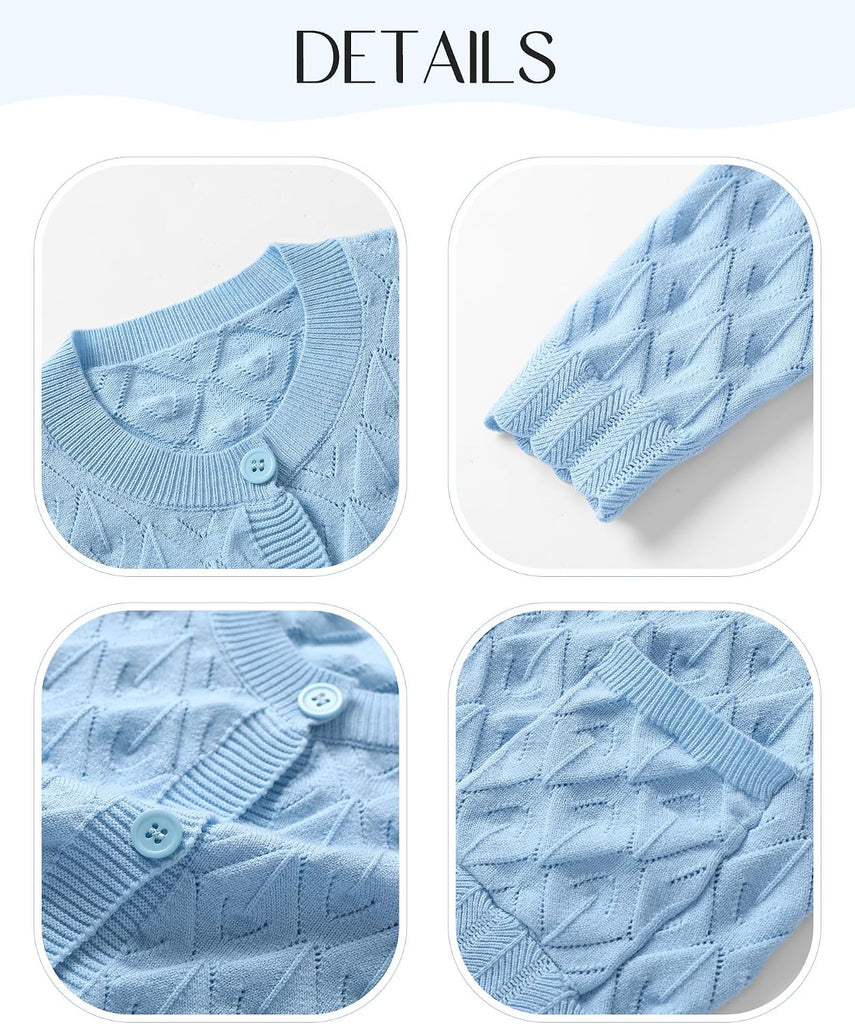 Knit Cardigans Long Sleeve Button Down Cropped Sweaters