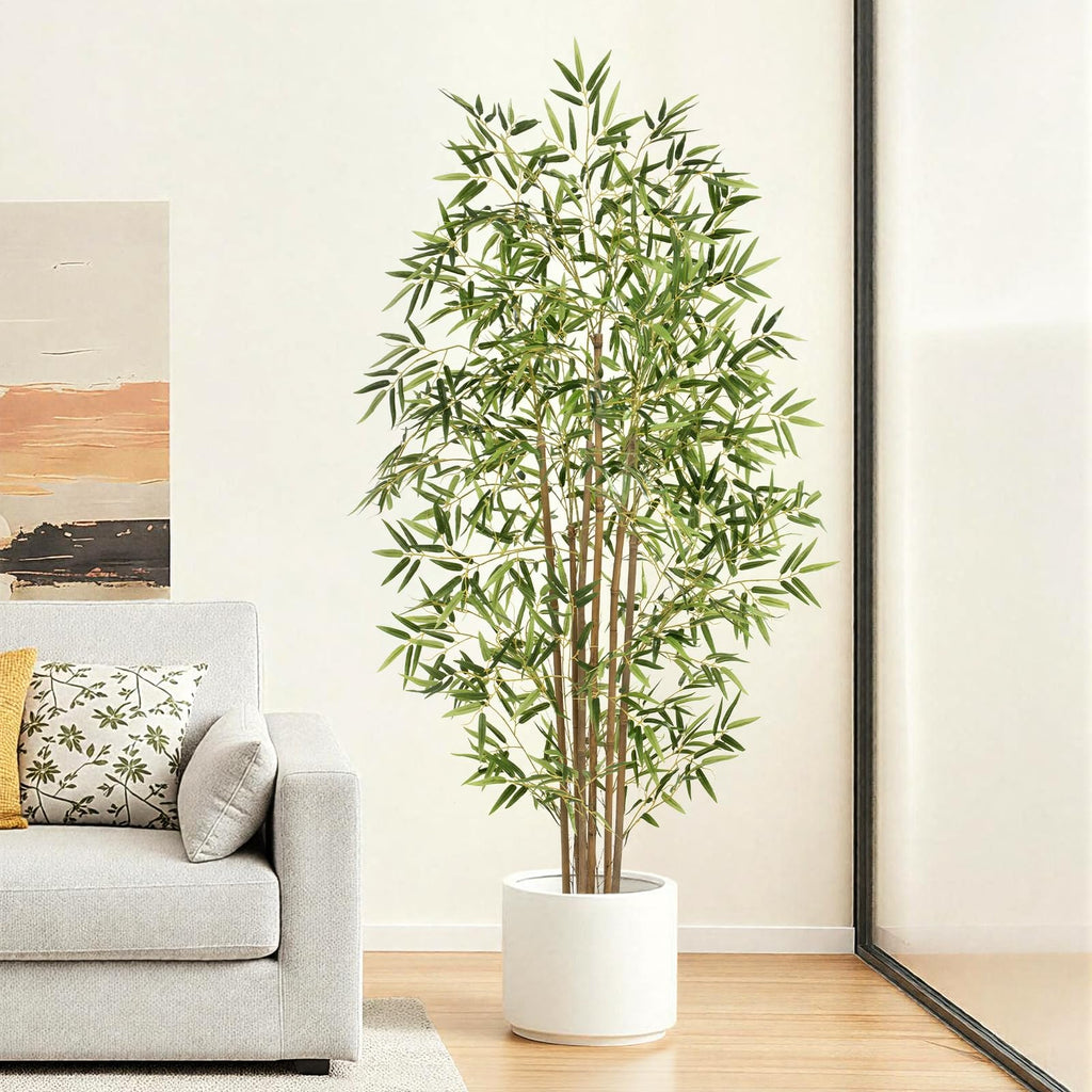 Artificial Bamboo Tree, Fake Bamboo Plant 5FT Tall with 6 Natural Real Bamboo Trunks, Artificial Tree Indoor Decor