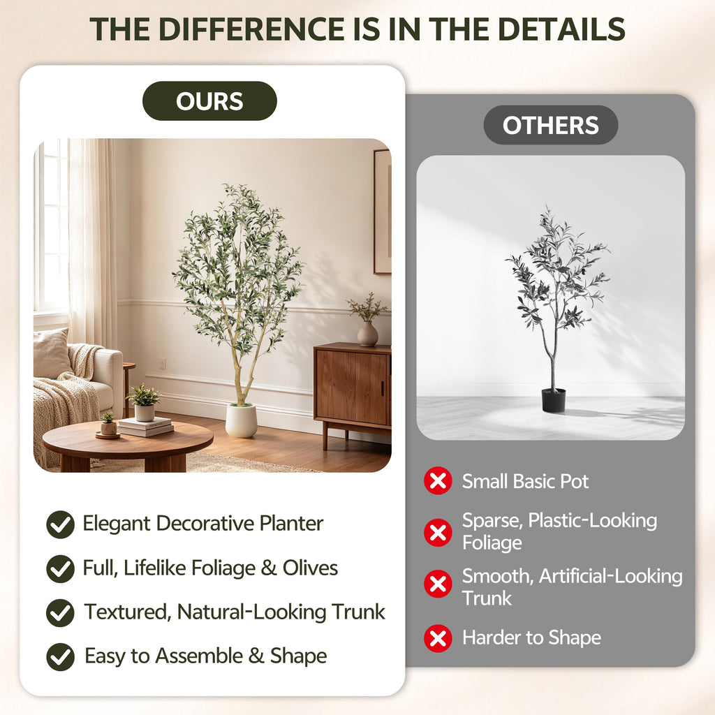 6ft Olive Trees Artificial Indoor with White Tall Planter