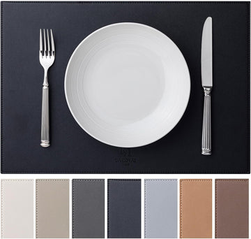 Faux Leather Placemats Vinyl Washable Wipeable Table Mats Dining Table Heat Resistant Waterproof Modern - Set of 4