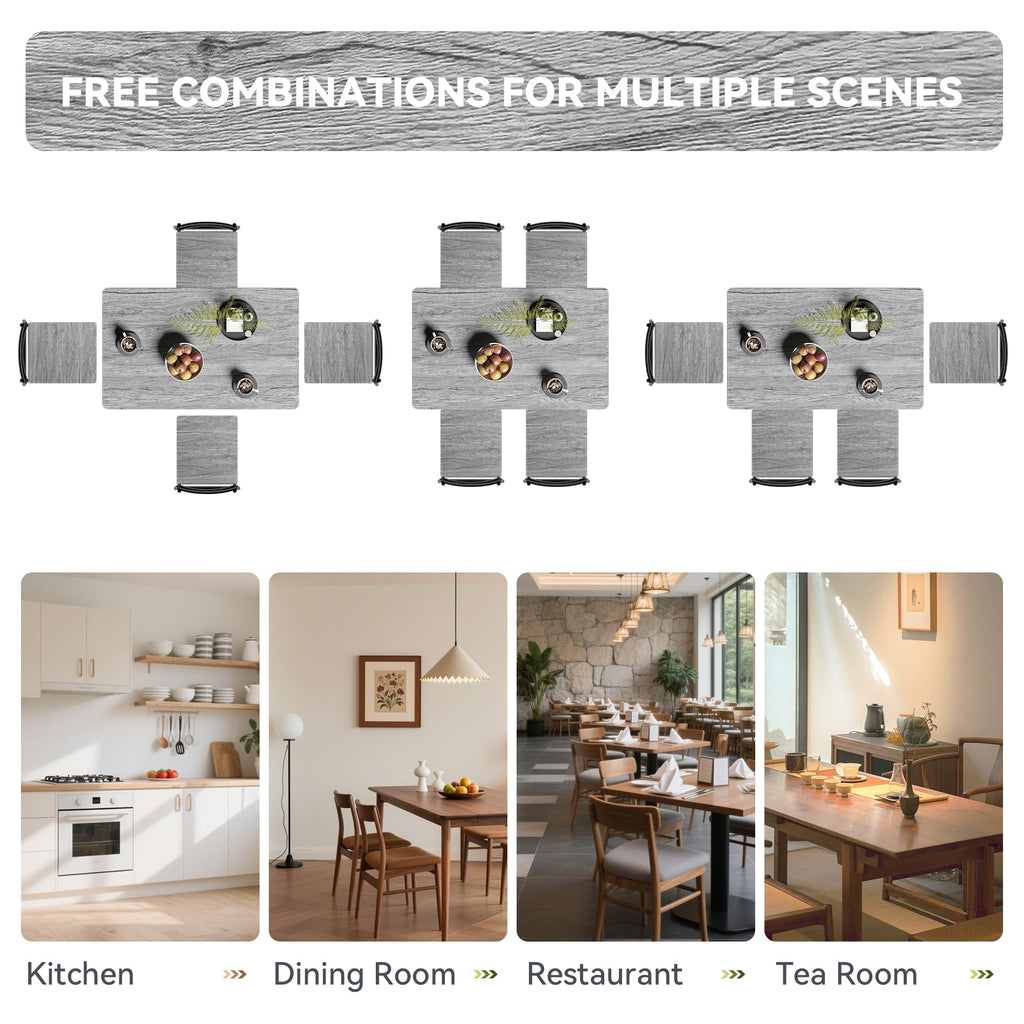 5 Piece Dining Table Set, Wood Kitchen Table and Chairs for Small Space, Breakfast Nook, Easy Assembly, Grey