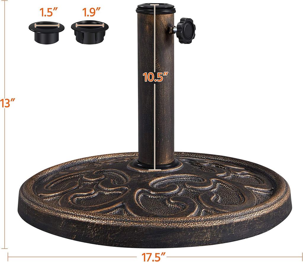 22lbs Heavy Duty Round Antiqued Umbrella Base All Weather Umbrella Stand for Outoor Patio - Bronze