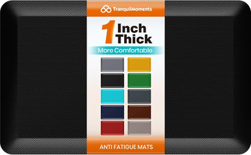 1-Inch Thick Anti-Fatigue Mat and Standing Desk, 20"x32", Black | Extra-thick cushioning, water-resistant surface
