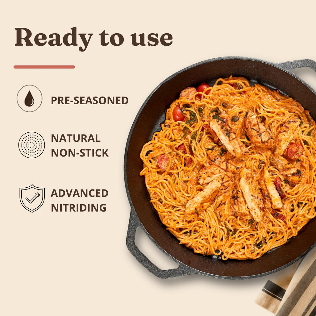 Extra Large Pre-Seasoned 20 Inch Cast Iron Skillet, Double Handle