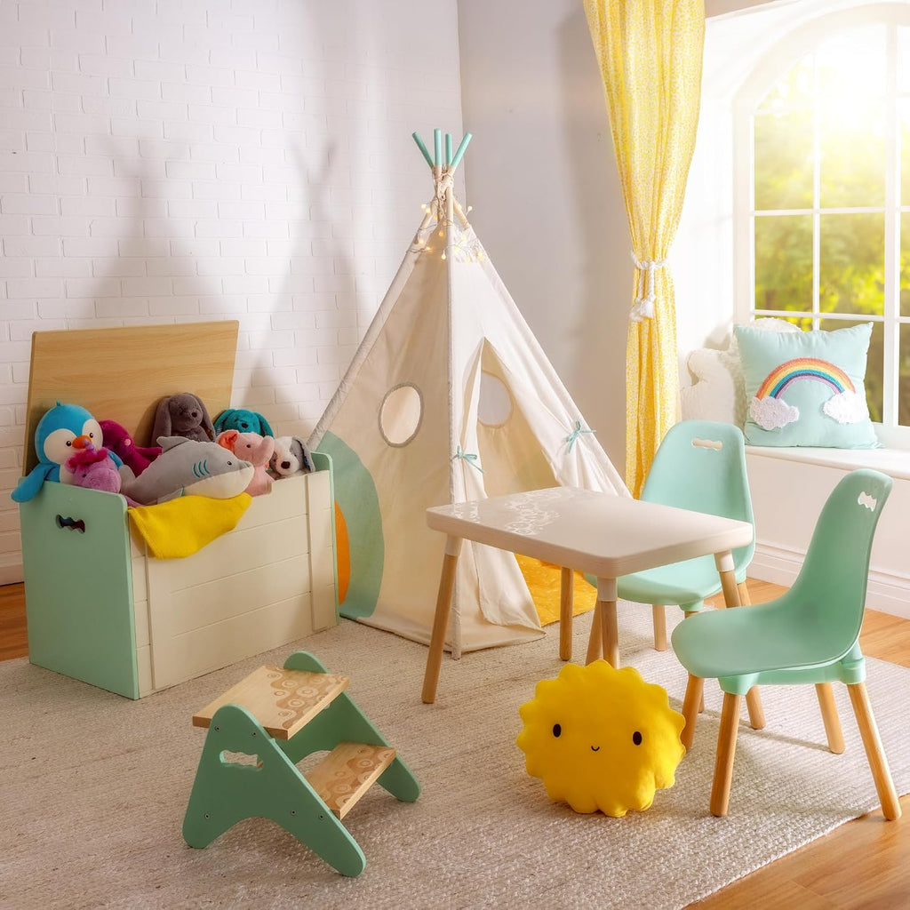 Table and Chair Set, Kid Century Modern, Mint Wood Legs, Furniture