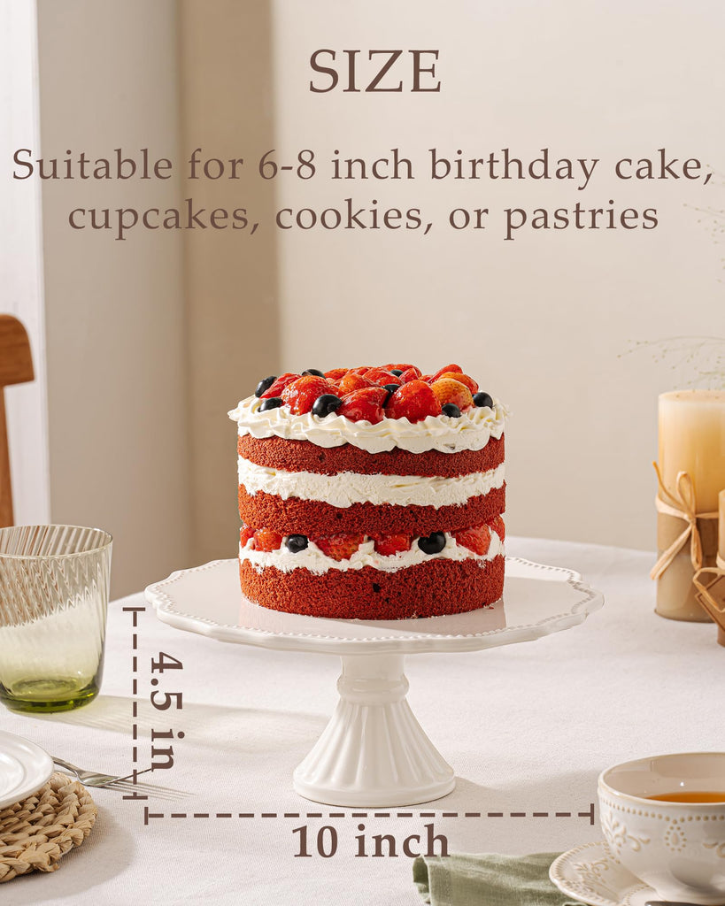 10 Inch Cake Stand, Relief Round Dessert Cake Stand for 8 Inch Cake
