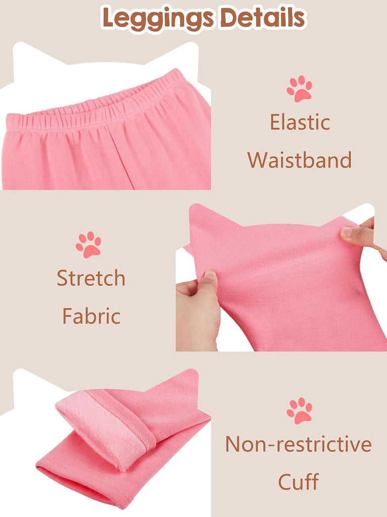 3 Pack Girls Winter Fleece Lined Leggings Thick Warm Leggings Footless Velvet Pants Tights for Girls