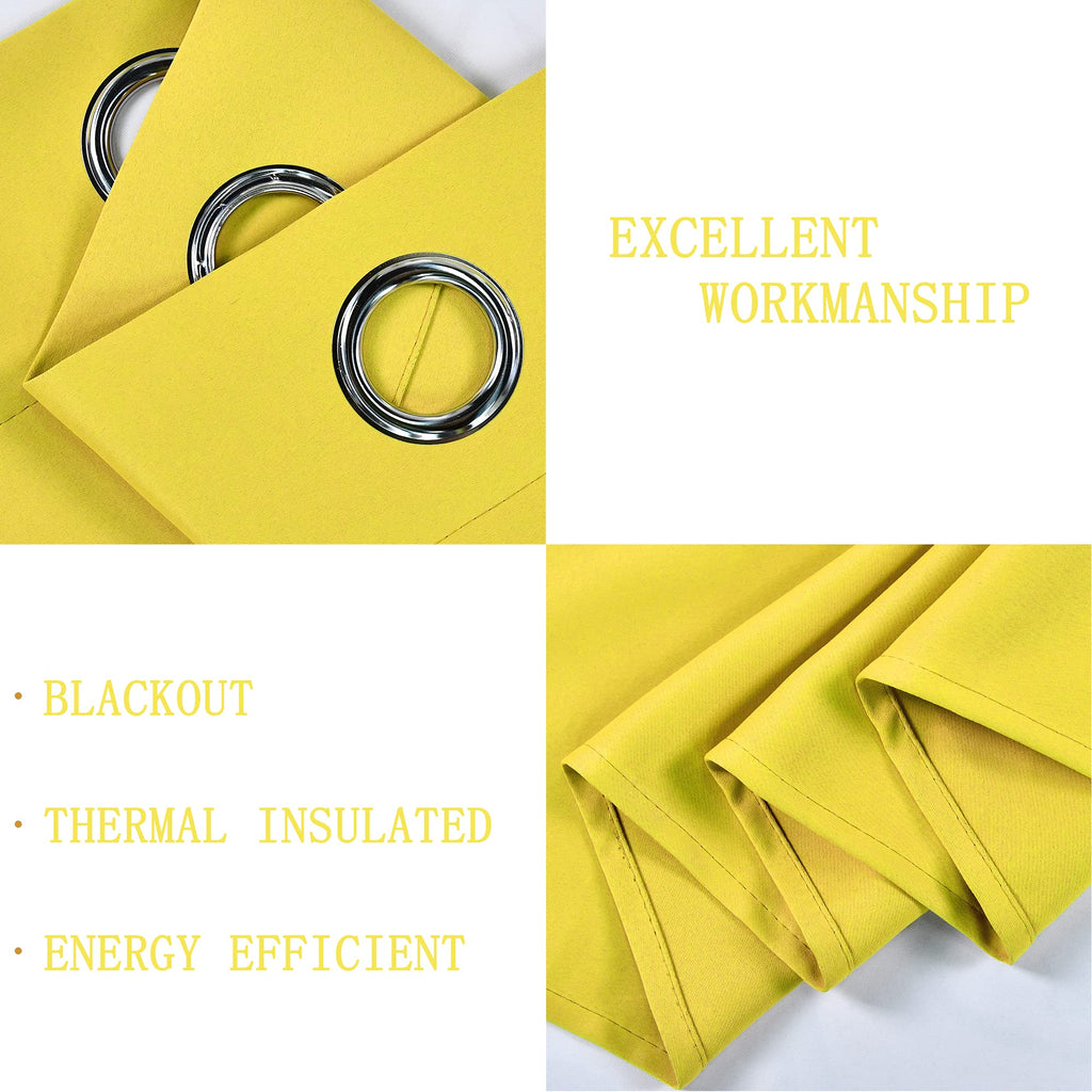 Bright Yellow Valance Windows Solid Gold Yellow Blackout Curtain Valance with Grommet Short Straight Drape Valance