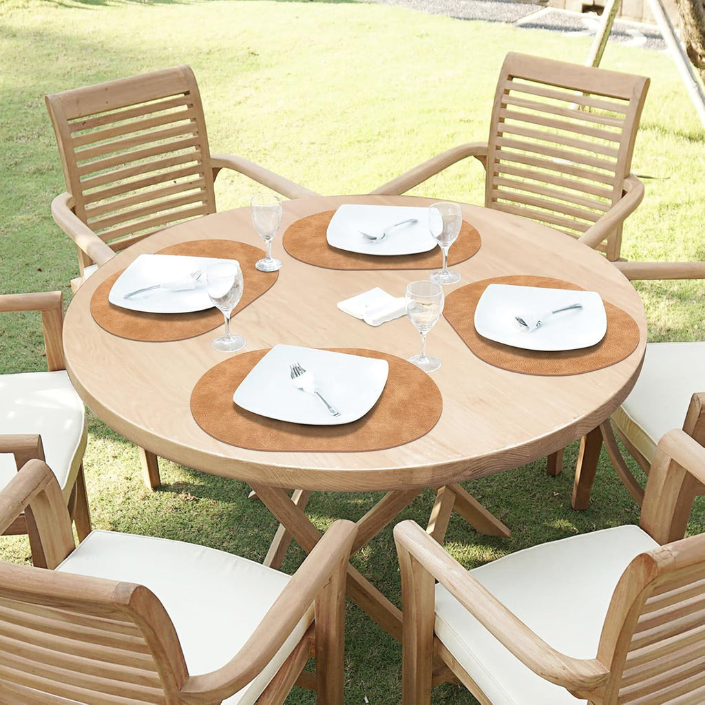Placemats, Heat Resistant Oval Placemats Set of 12 Washable 12 x 17 Inch, Waterproof Table Mats, Wipeable Pu Place