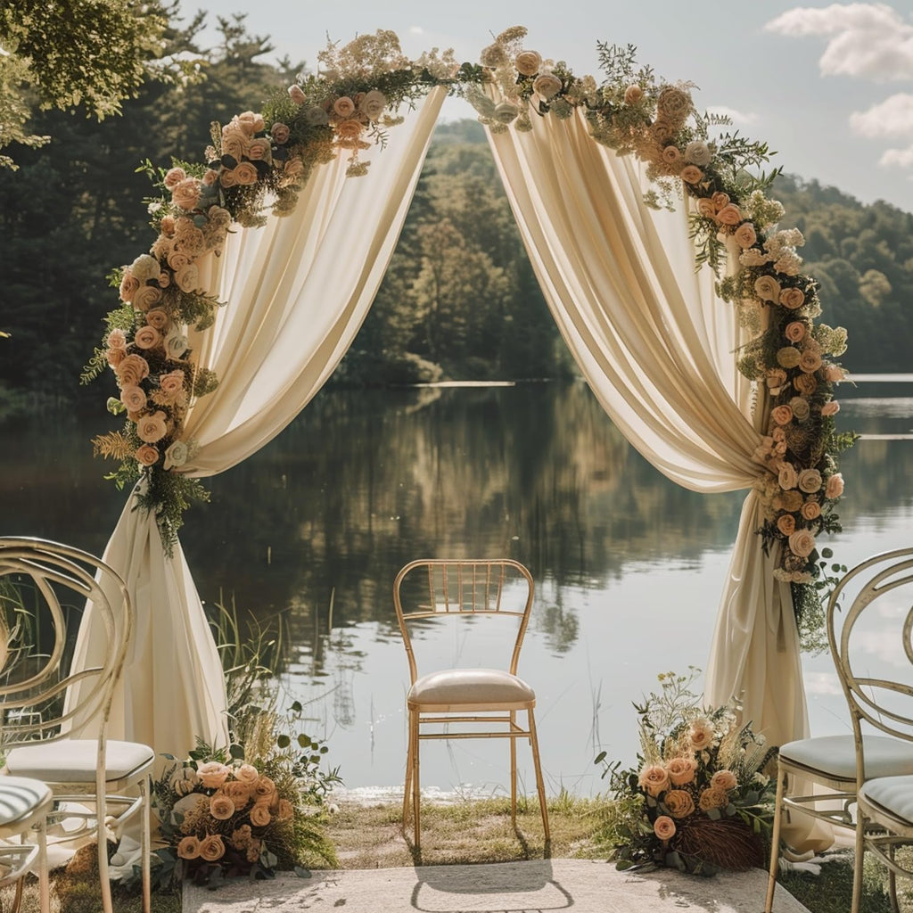 Wedding Arch Draping Fabric Backdrop Drapes 28.7" x 20FT, Champagne