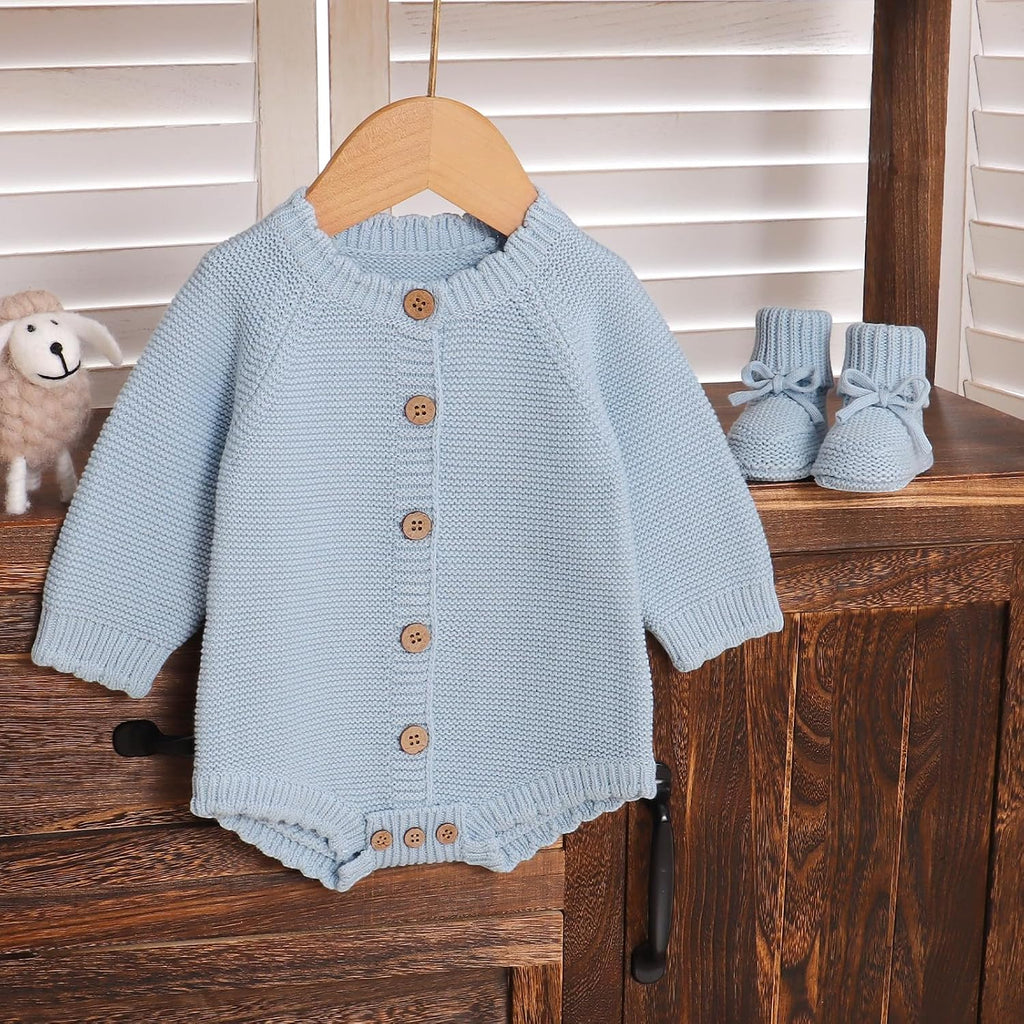 Cotton Baby Sweater and Booties Set