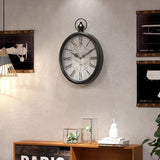 Menterry Oval Retro Wall Clock, Rustic Vintage Style, Black Antique Design