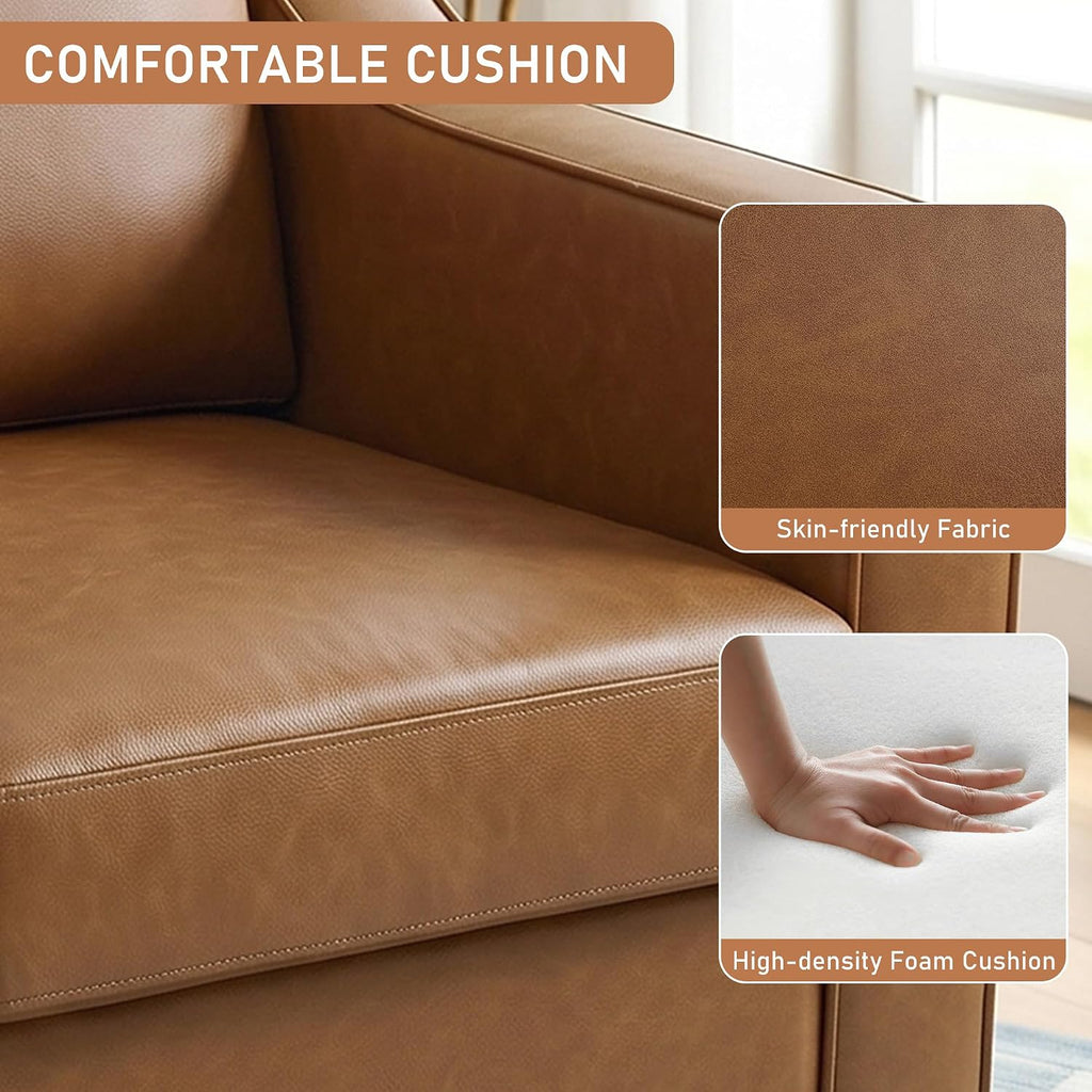 Faux Leather Swivel Accent Barrel Chairs, Brown - Set of 2